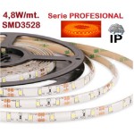 Tira LED 5 mts Flexible 24W 300 Led SMD 3528 IP65 Ambar, serie Profesional